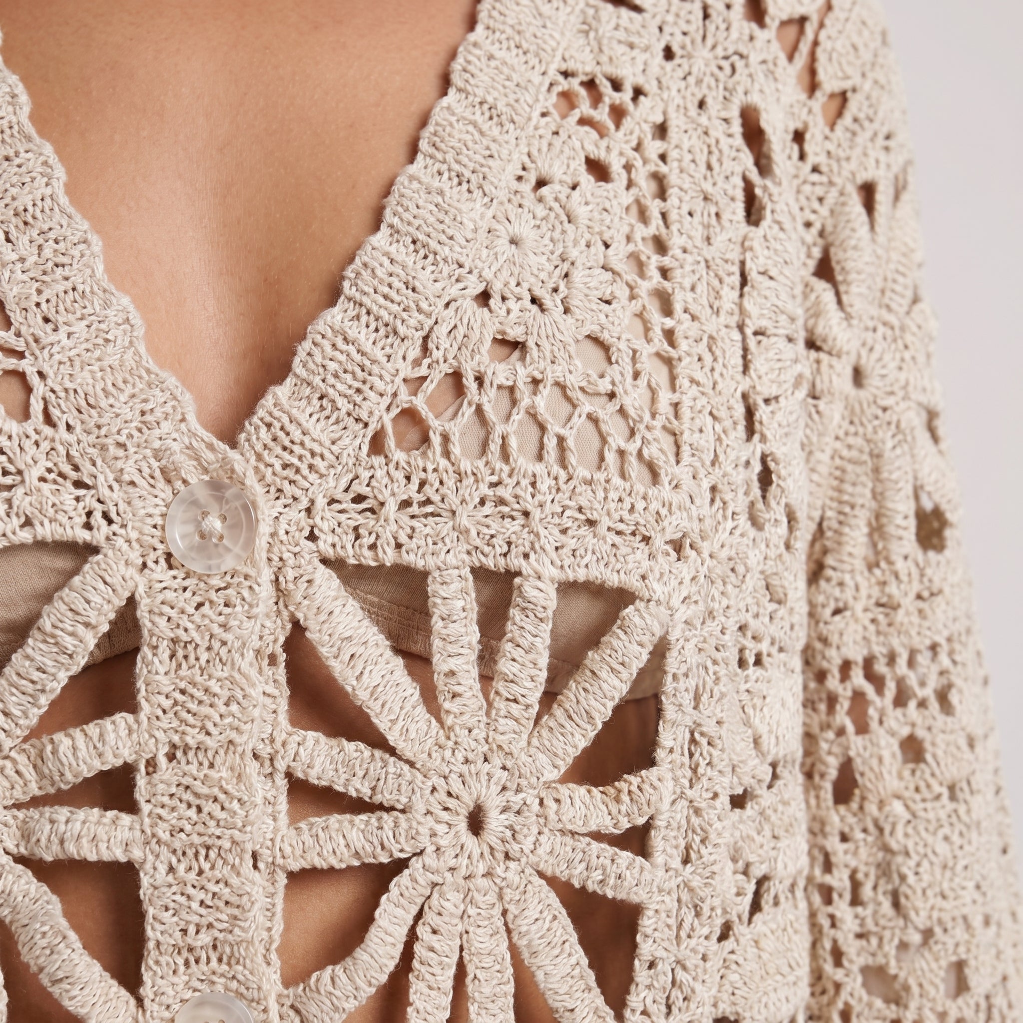 Elora | Women’s Crochet Knit Cardigan with Button Front