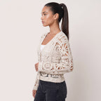 Elora | Women’s Crochet Knit Cardigan with Button Front