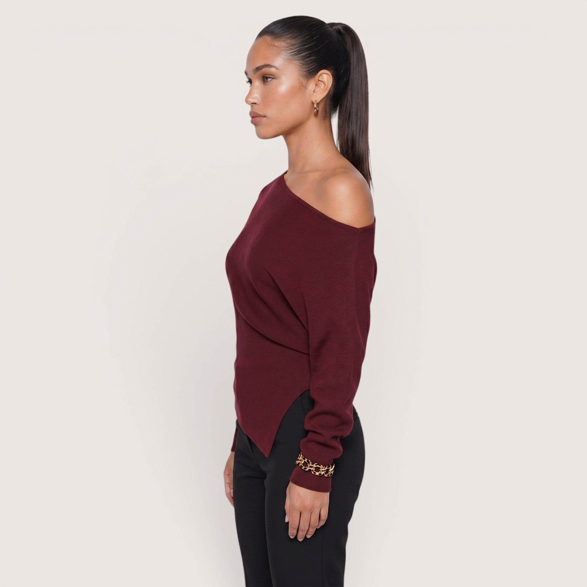Ariselle | Women’s Asymmetrical One-Shoulder Knit Top