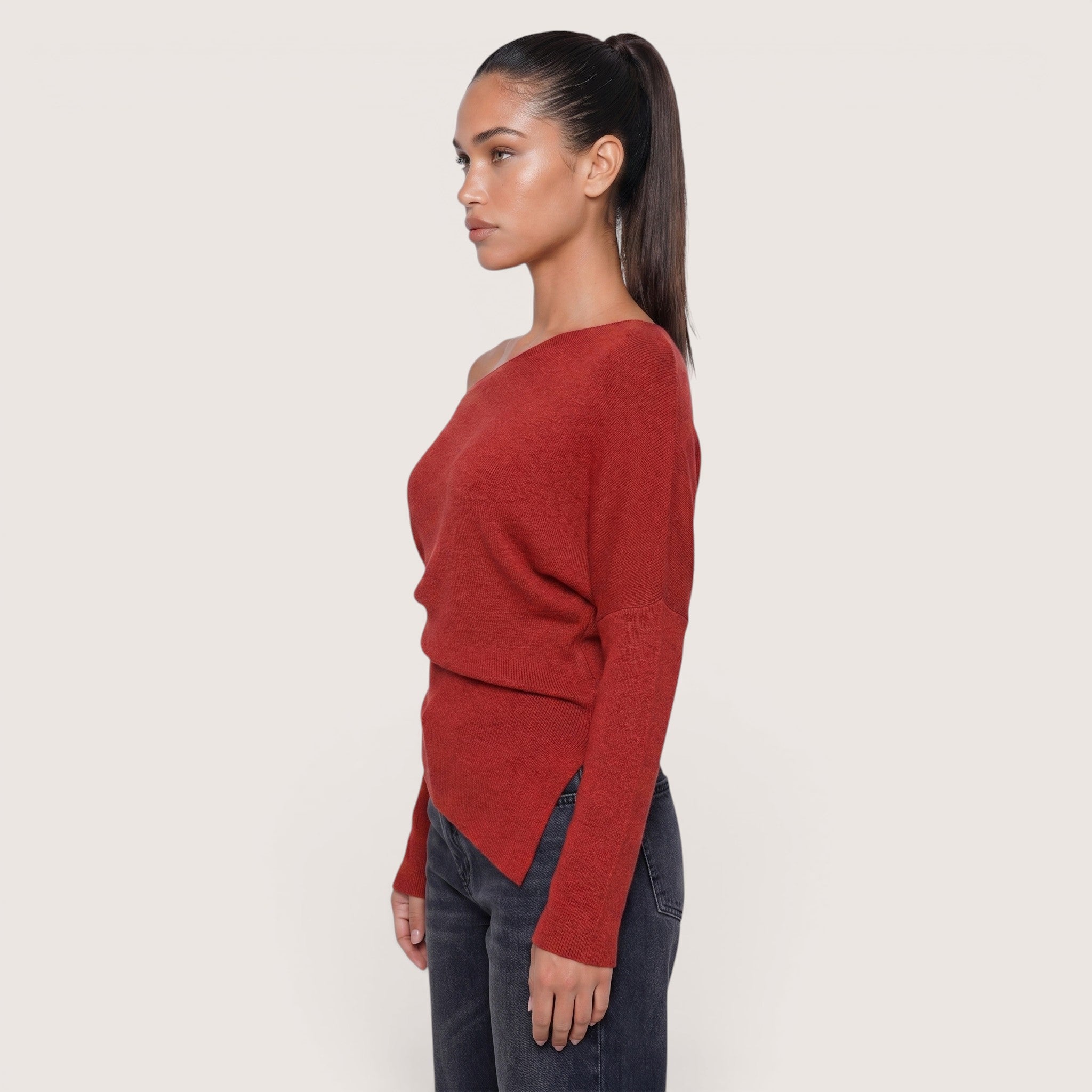 Ariselle | Women’s Asymmetrical One-Shoulder Knit Top