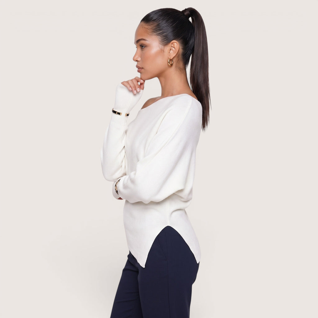 Ariselle | Women’s Asymmetrical One-Shoulder Knit Top