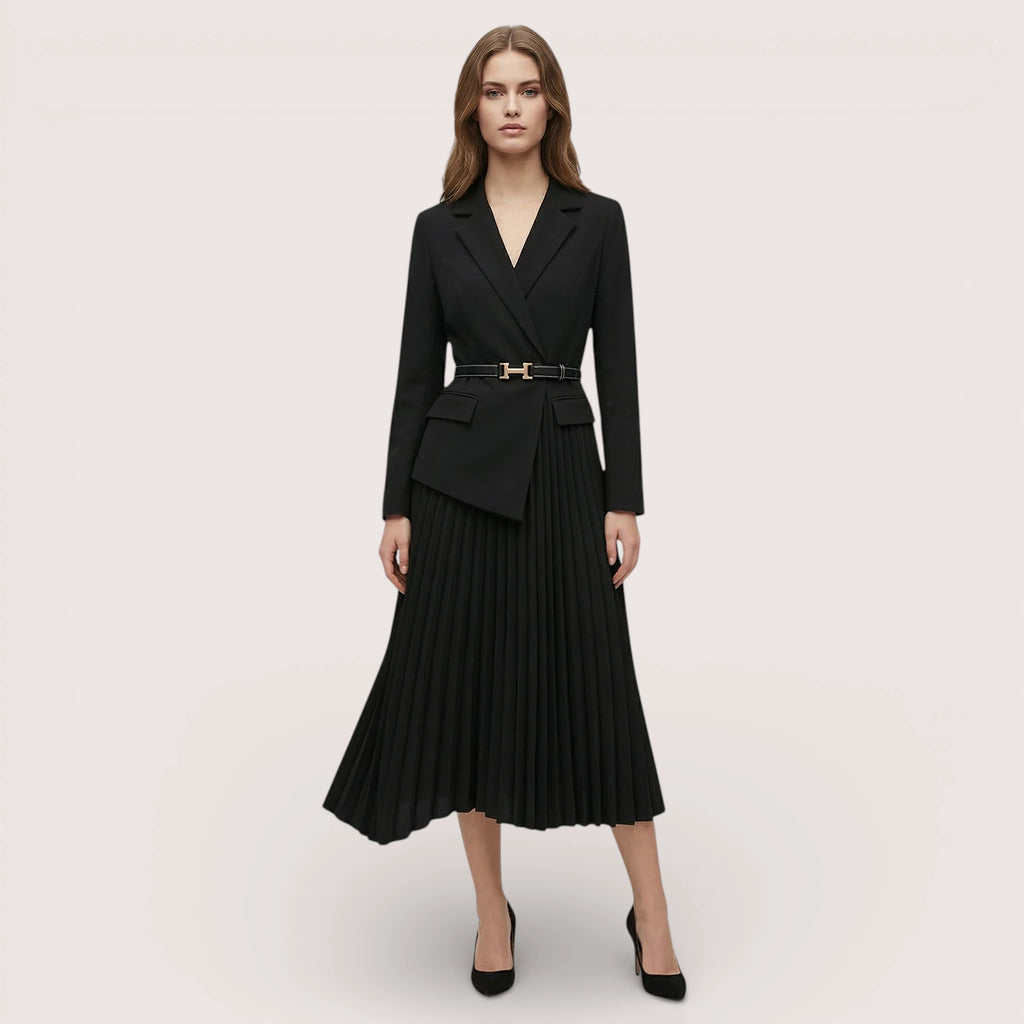 Virella | Women’s Blazer Pleated Midi Dress